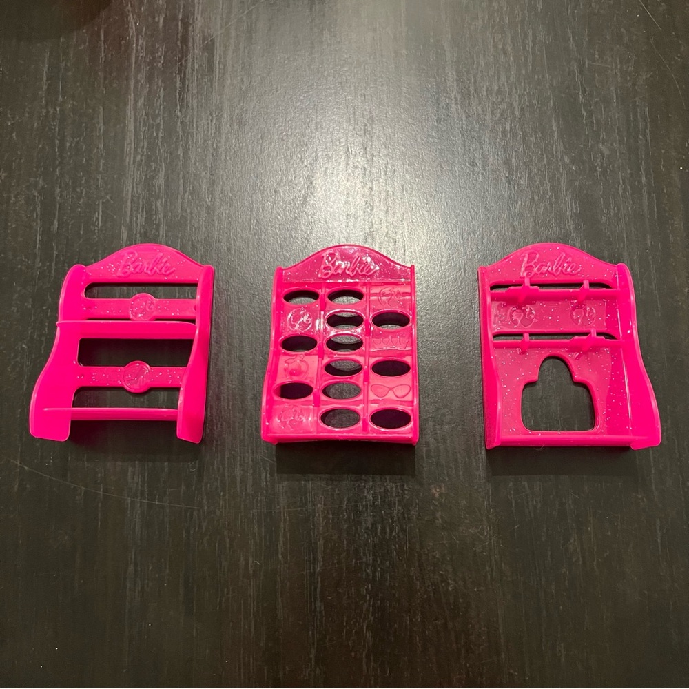 Barbie Lot Of 3 Doll Accessory Plastic Shoe Racks Preowned